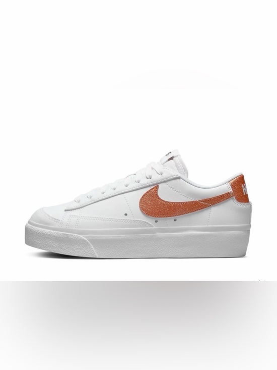Nike Shoes - Nike Women’s White Low-Top Sneakers with Copper Swoosh blazer platform
